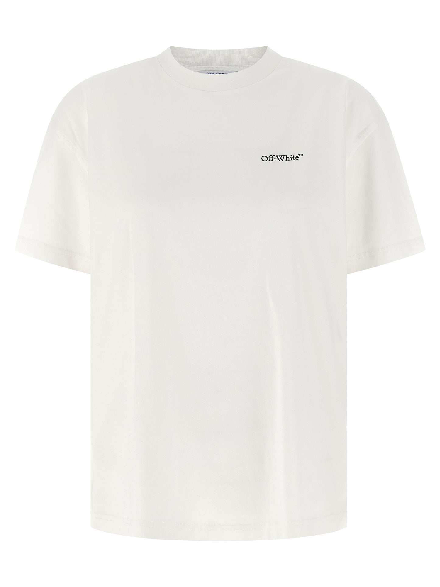 T-Shirt by Off-White for women in cotton white & print features an edgy silhouette, meticulously detailed with a sophisticated short-sleeve and crew neckline for a truly edgy finish.