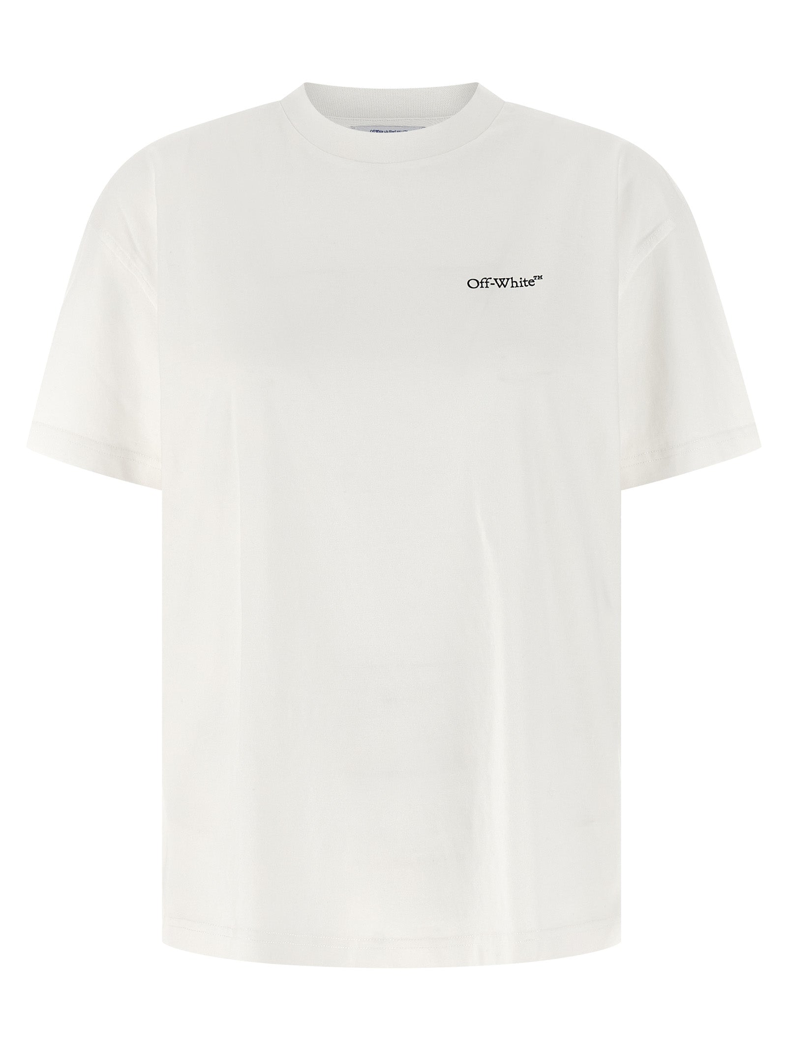 T-Shirt by Off-White for women in cotton white & print features an edgy silhouette, meticulously detailed with a sophisticated short-sleeve and crew neckline for a truly edgy finish.