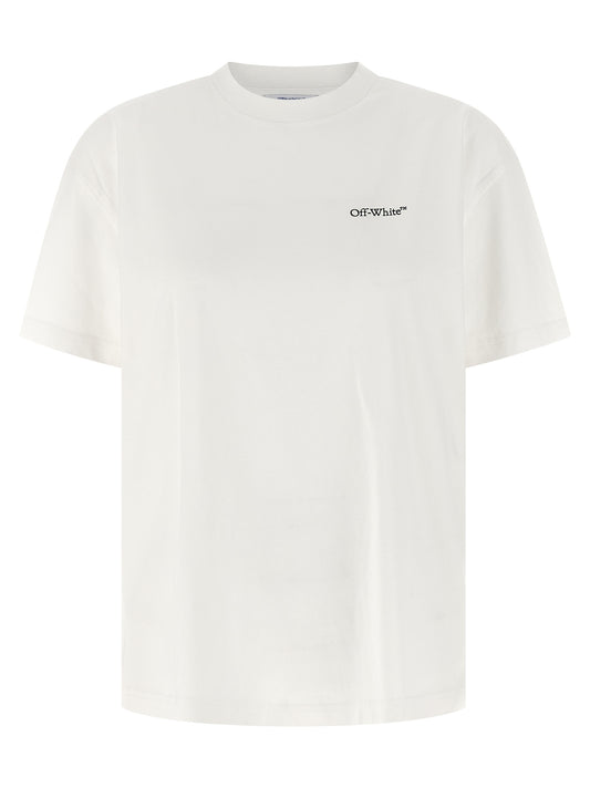 T-Shirt by Off-White for women in cotton white & print features an edgy silhouette, meticulously detailed with a sophisticated short-sleeve and crew neckline for a truly edgy finish.