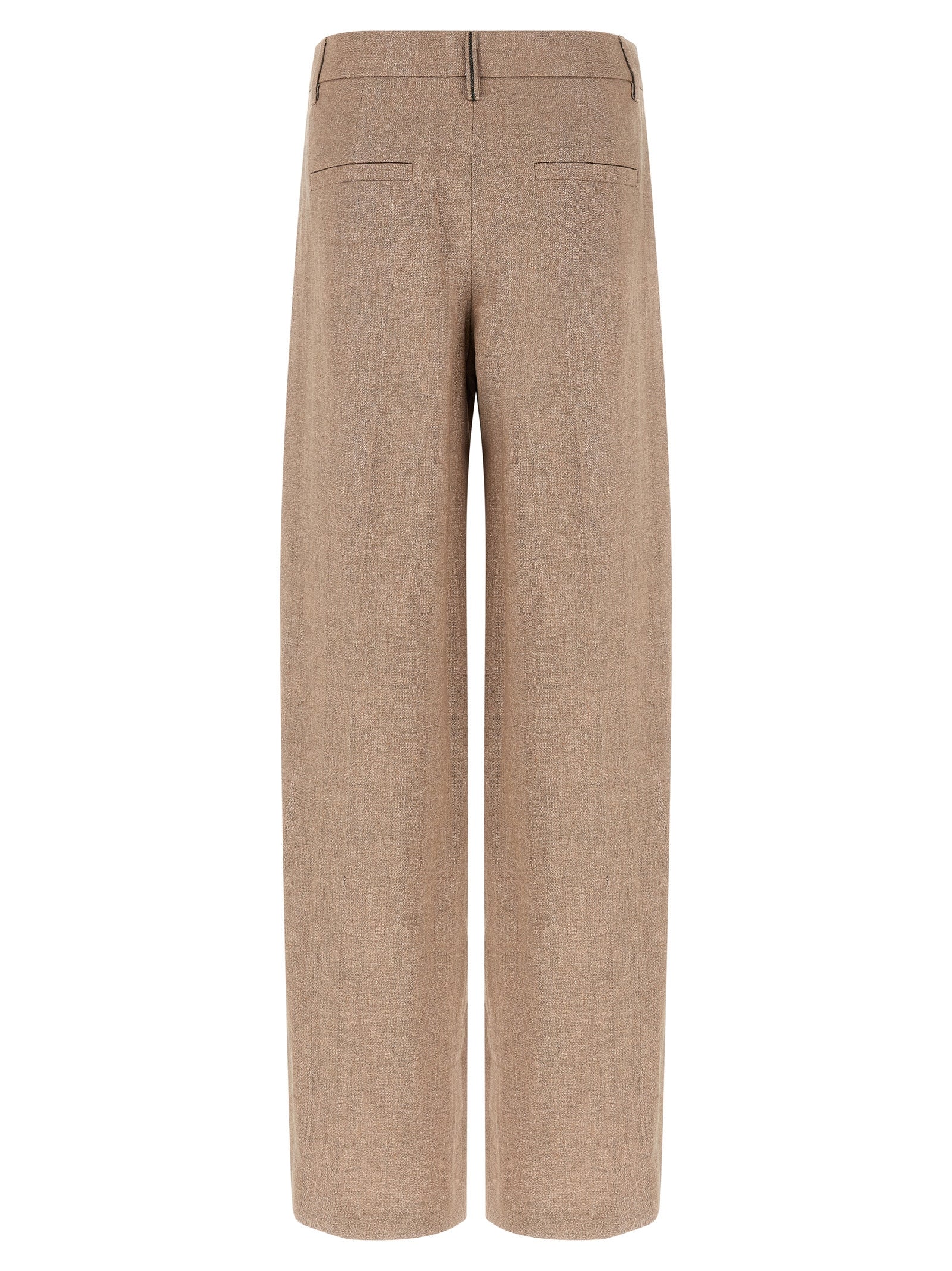 Trousers by Brunello Cucinelli for women in polyamide metallized fiber twill multicolor, pink & signature features an on trend silhouette, showcasing a sophisticated flared & wide with a long and for an on trend finish.