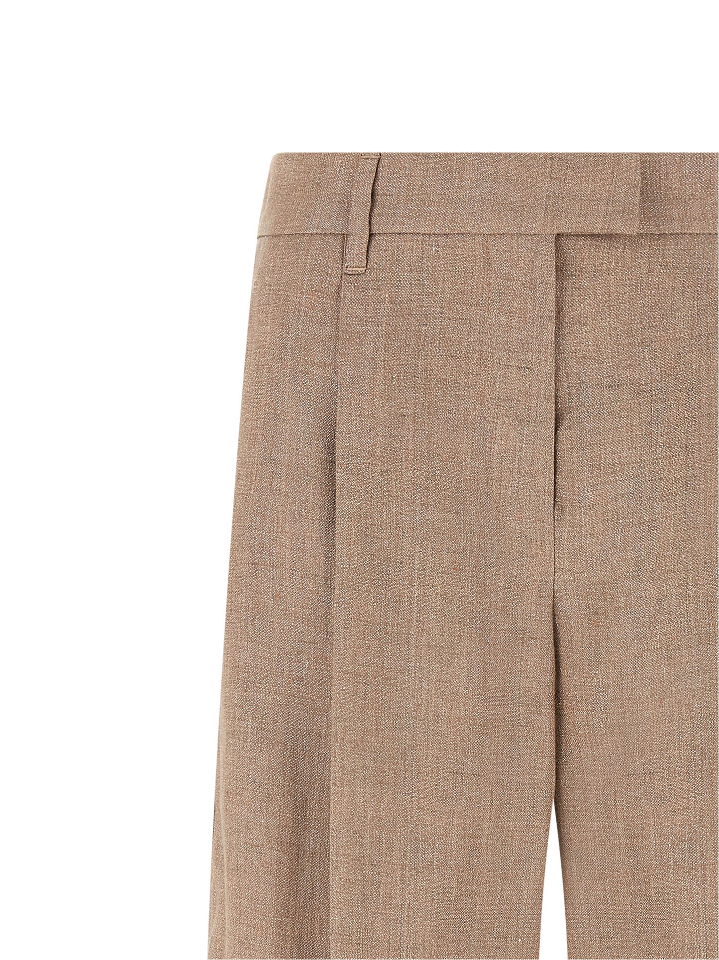 Trousers by Brunello Cucinelli for women in polyamide metallized fiber twill multicolor, pink & signature presents a smart silhouette, meticulously detailed with a smart flared & wide, a smart long, and a smart .