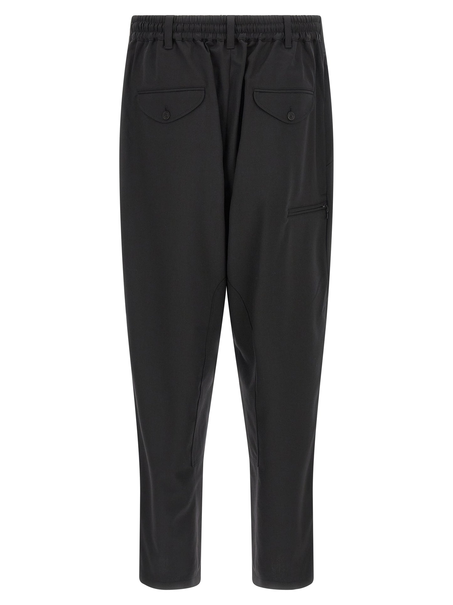 Casual Pants by Y-3 for men in polyester & wool black features a refined silhouette with a refined wide, defined by a and a refined long for a refined finish.