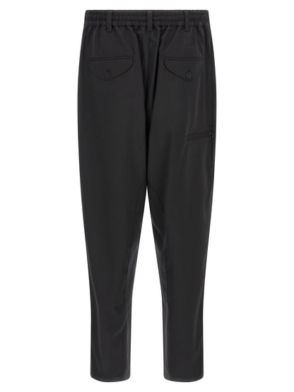 Casual Pants by Y-3 for men in polyester & wool black features a refined silhouette with a refined wide, defined by a and a refined long for a refined finish.