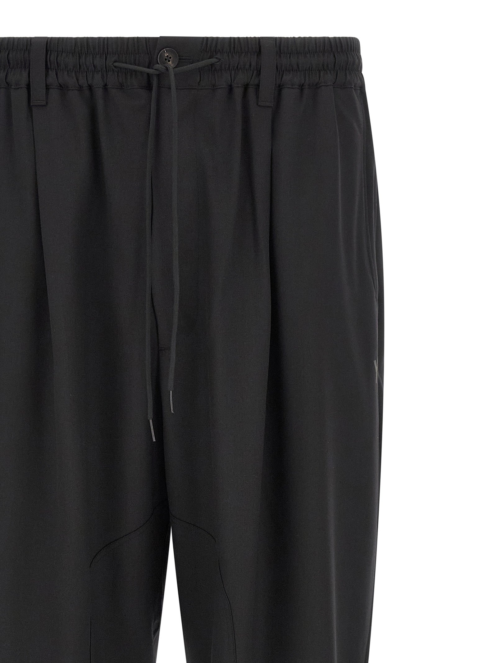Casual Pants by Y-3 for men in polyester & wool black features a refined silhouette with a refined wide, defined by a and a refined long for a refined finish.