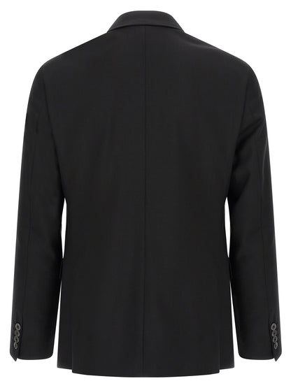 This Pant Suit by Pal Zileri for men in wool & viscose black & pearl presents a discerning silhouette, featuring a sophisticated and a discerning for a refined and polished look.