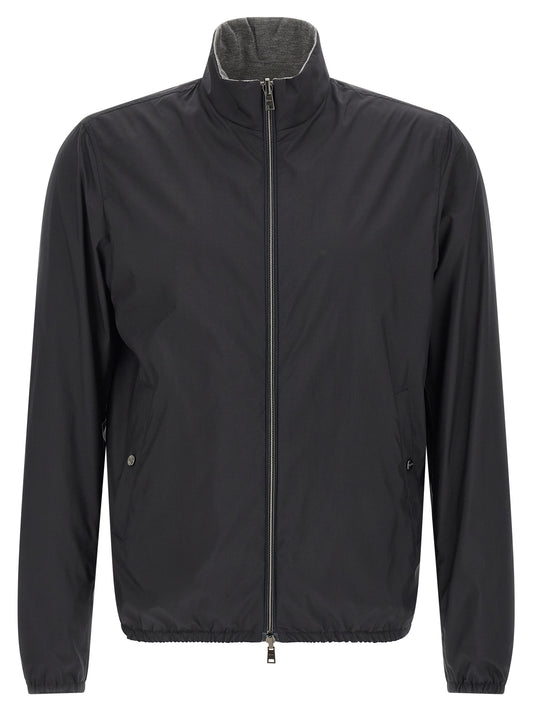 Bomber Jacket by Herno for men in polyester multicolor features an contemporary silhouette, showcasing a sophisticated high-neck neckline and contemporary pockets for a truly refined look.