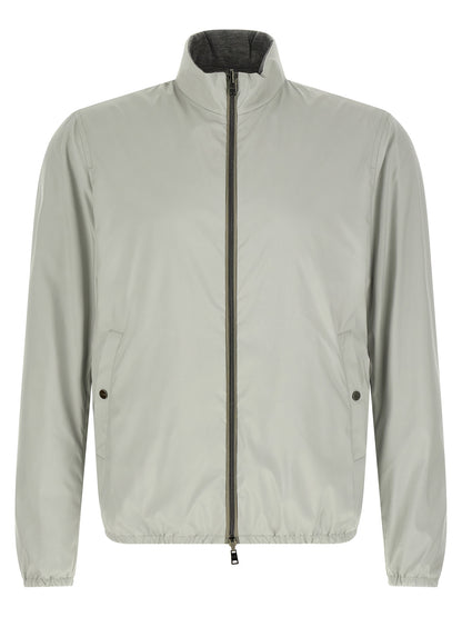 This Bomber Jacket by Herno for men in polyester & viscose multicolor exhibits a edgy silhouette, meticulously detailed with functional pockets and a edgy high-neck neckline for a edgy finish.