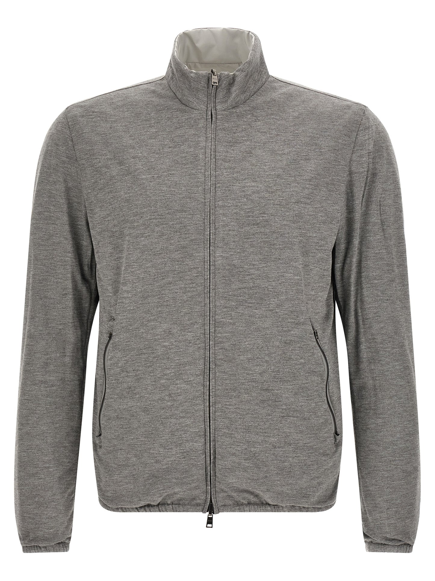Bomber Jacket by Herno for men in polyester & viscose multicolor features a dramatic silhouette, showcasing a sophisticated high-neck neckline and distinctive pockets for a dramatic aesthetic.