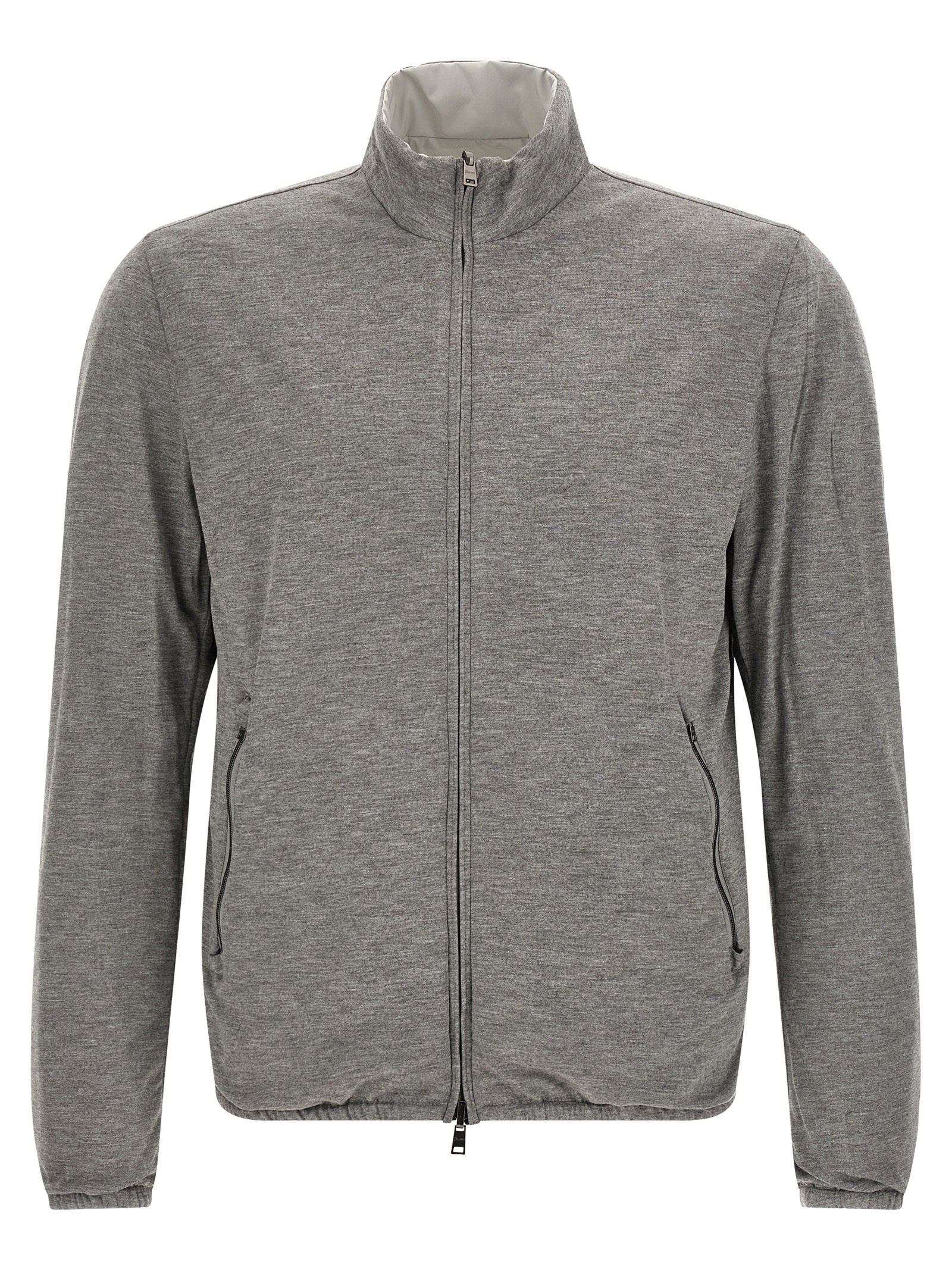 Bomber Jacket by Herno for men in polyester & viscose multicolor features a dramatic silhouette, showcasing a sophisticated high-neck neckline and distinctive pockets for a dramatic aesthetic.
