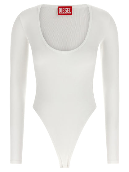 Bodysuit by Diesel for women in stretch viscose white features an amazing silhouette, showcasing a long-sleeve design and amazing round neckline for a truly amazing fit.