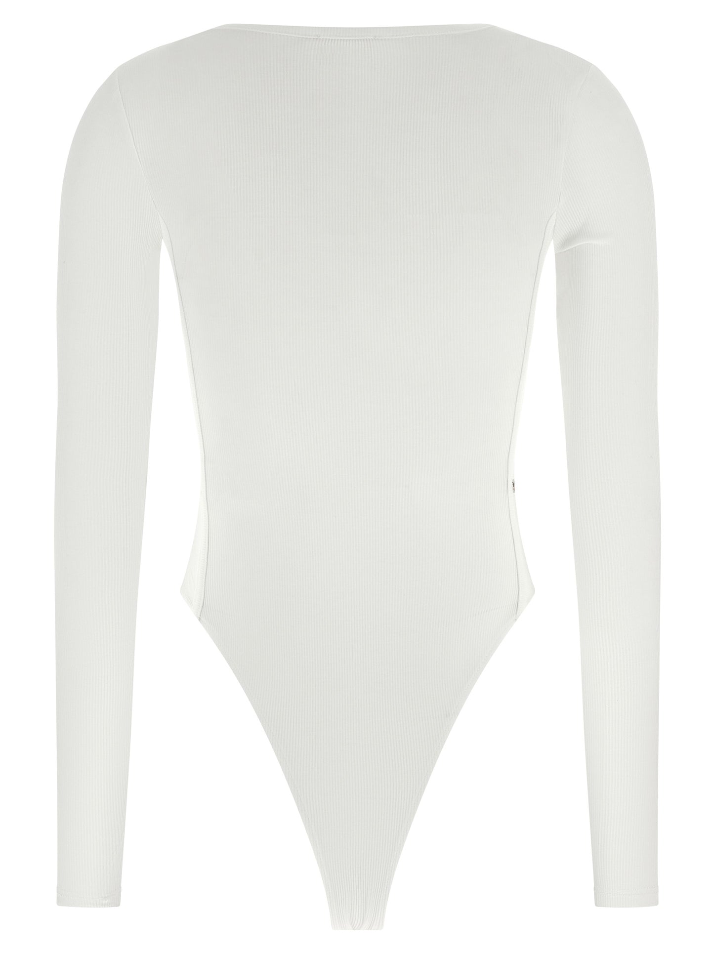 Bodysuit by Diesel for women in stretch viscose white features an provocative silhouette, showcasing a sophisticated round neckline and provocative for a refined, provocative look.