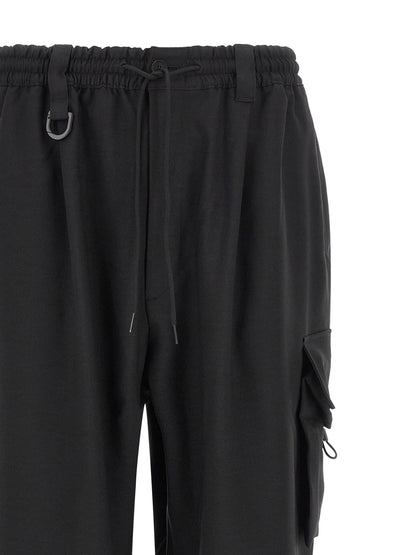 Y-3 Men's Wide Polyester Cargo Pants - Black Signature