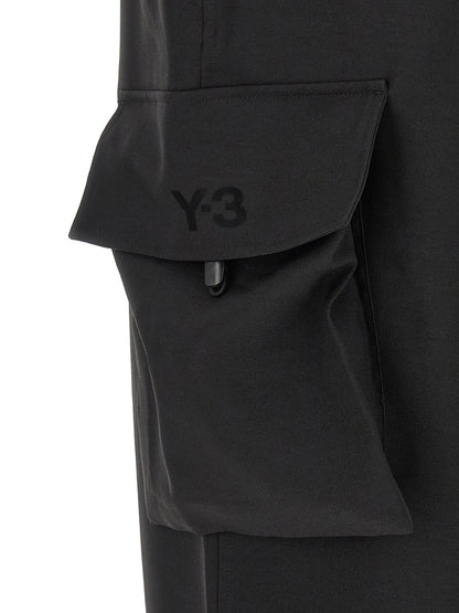 Y-3 Men's Wide Polyester Cargo Pants - Black Signature