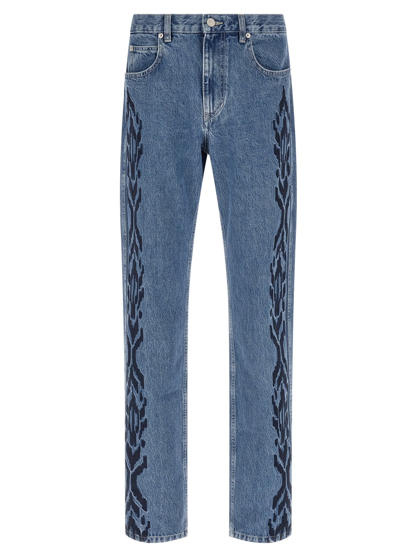 Jeans by Isabel Marant for men in cotton denim blue features an refined tailoring silhouette, showcasing a premium straight-leg with a and long cut for a refined tailoring look.