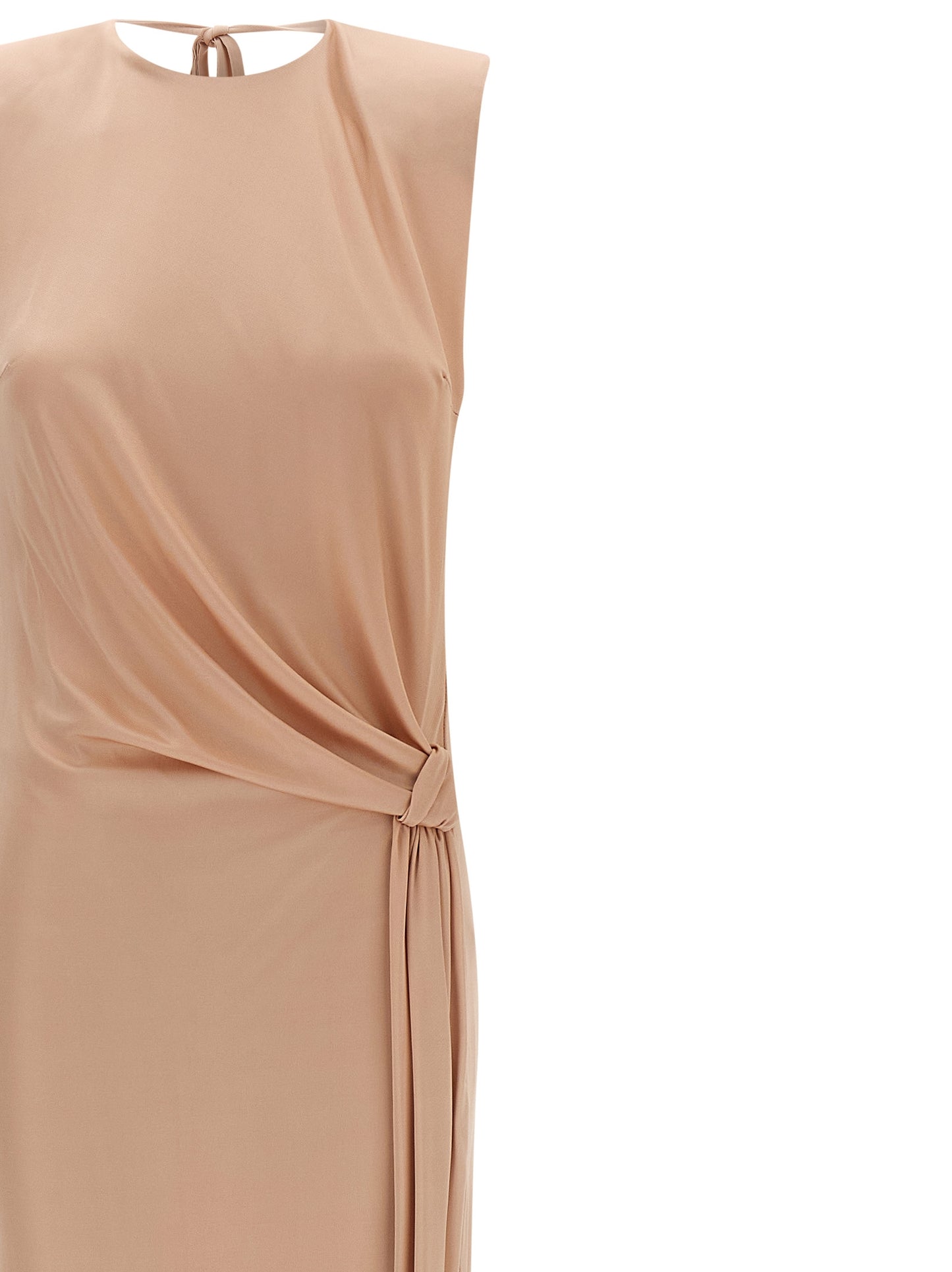 Dress by Elisabetta Franchi for women in viscose multicolor, pink & red features a dramatic silhouette, showcasing an elegant crew split neckline and that flows into a dramatic maxi long.