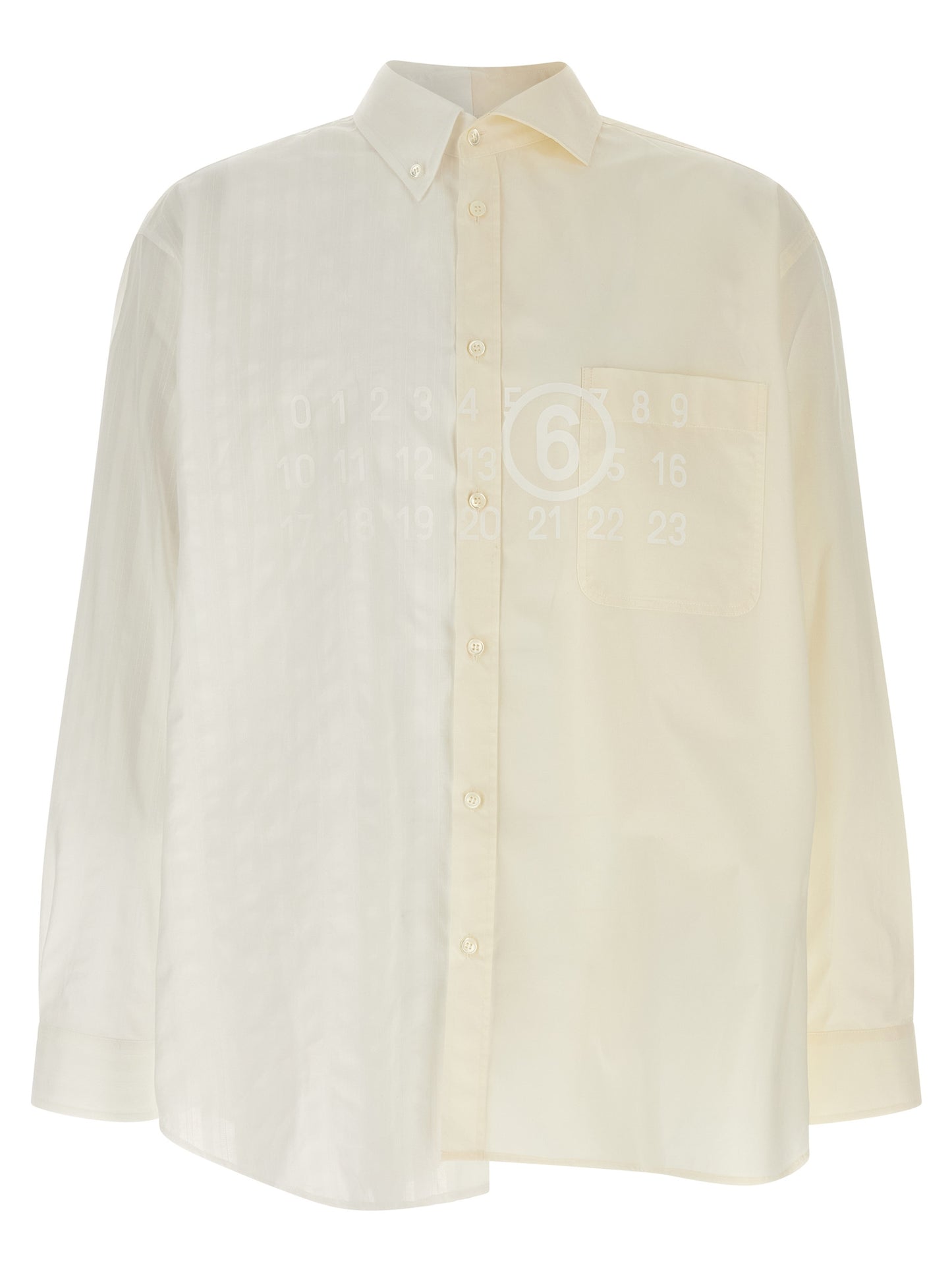 Shirt by MM6 Maison Margiela for men in cotton multicolor, signature, print & striped, featuring a nuanced long-sleeve and nuanced for a sophisticated finish.