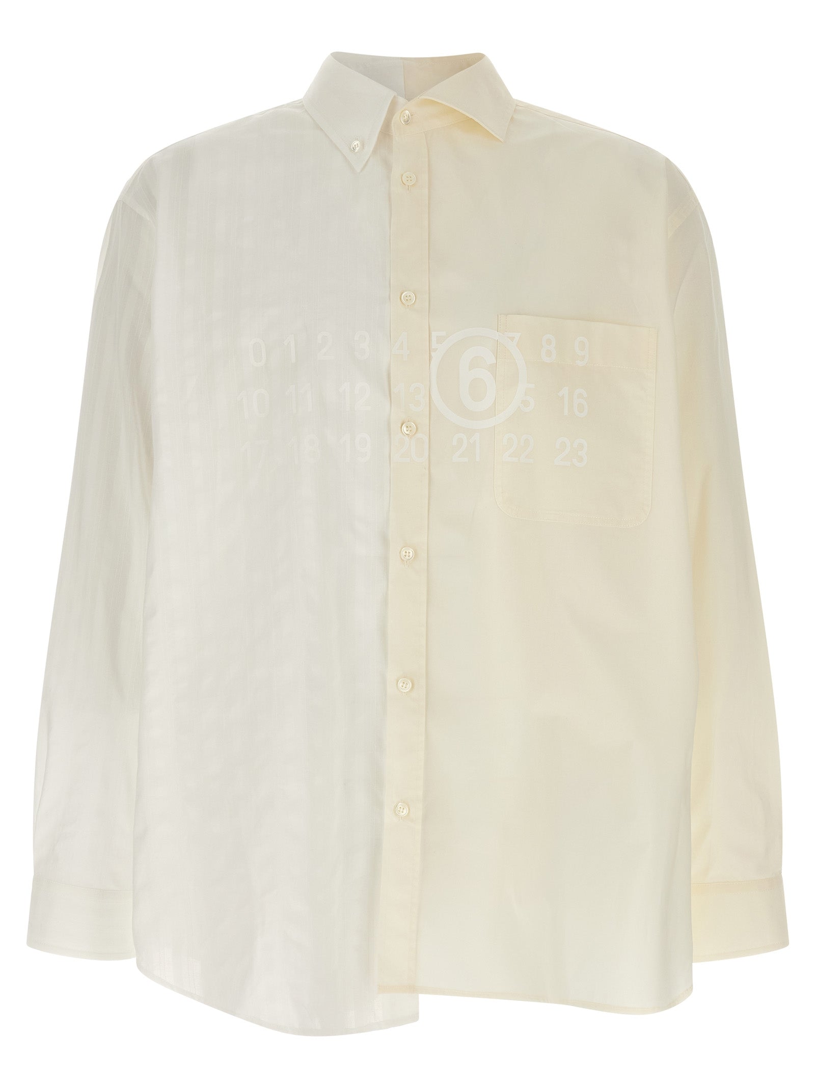 Shirt by MM6 Maison Margiela for men in cotton multicolor, signature, print & striped, featuring a nuanced long-sleeve and nuanced for a sophisticated finish.