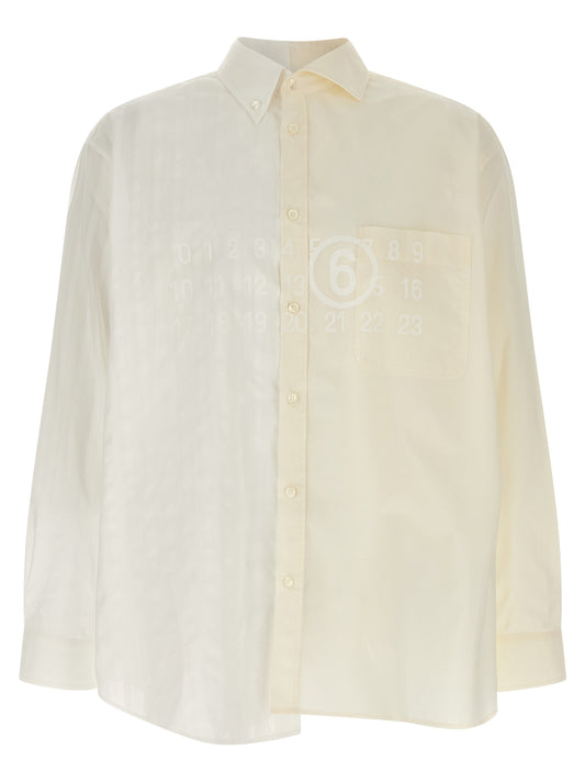 Shirt by MM6 Maison Margiela for men in cotton multicolor, signature, print & striped, featuring a nuanced long-sleeve and nuanced for a sophisticated finish.