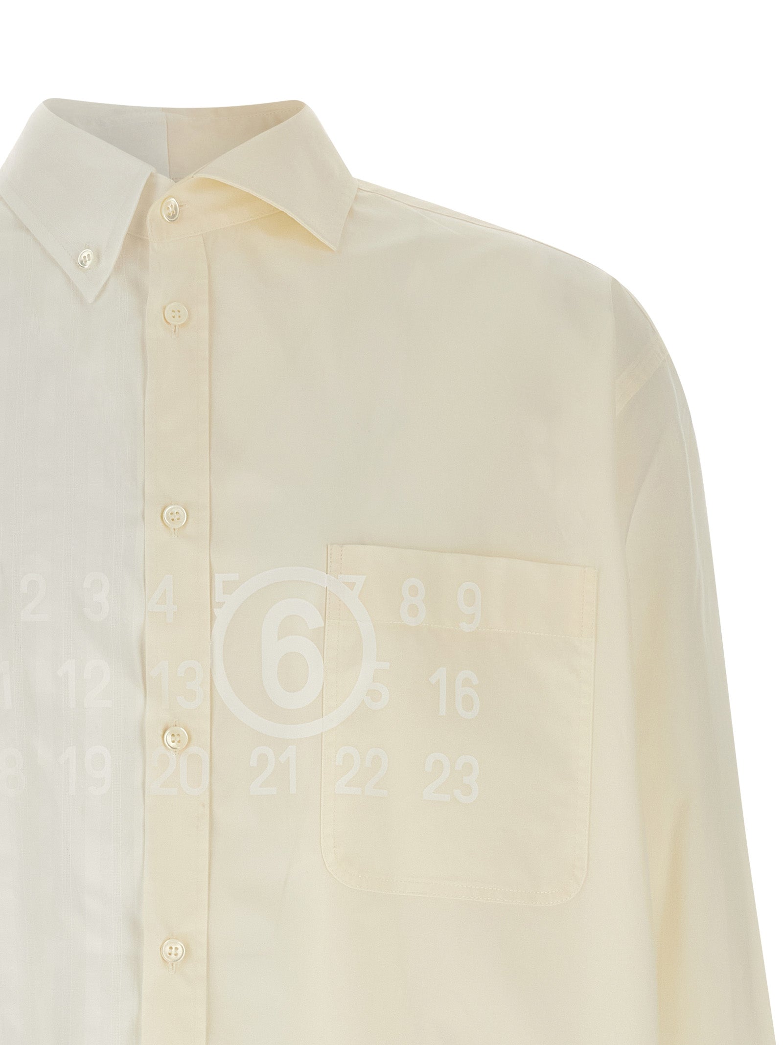 Shirt by MM6 Maison Margiela for men in cotton multicolor, signature, print & striped showcases a sublime silhouette, artfully detailed with a sublime and for a sophisticated, sublime finish.