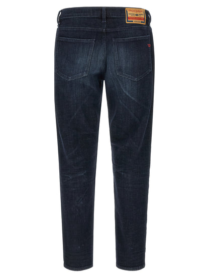 Jeans by Diesel for men in stretch denim cotton blue features an sophisticated mid rise and straight-leg with a precise long, creating a sophisticated and sophisticated silhouette.