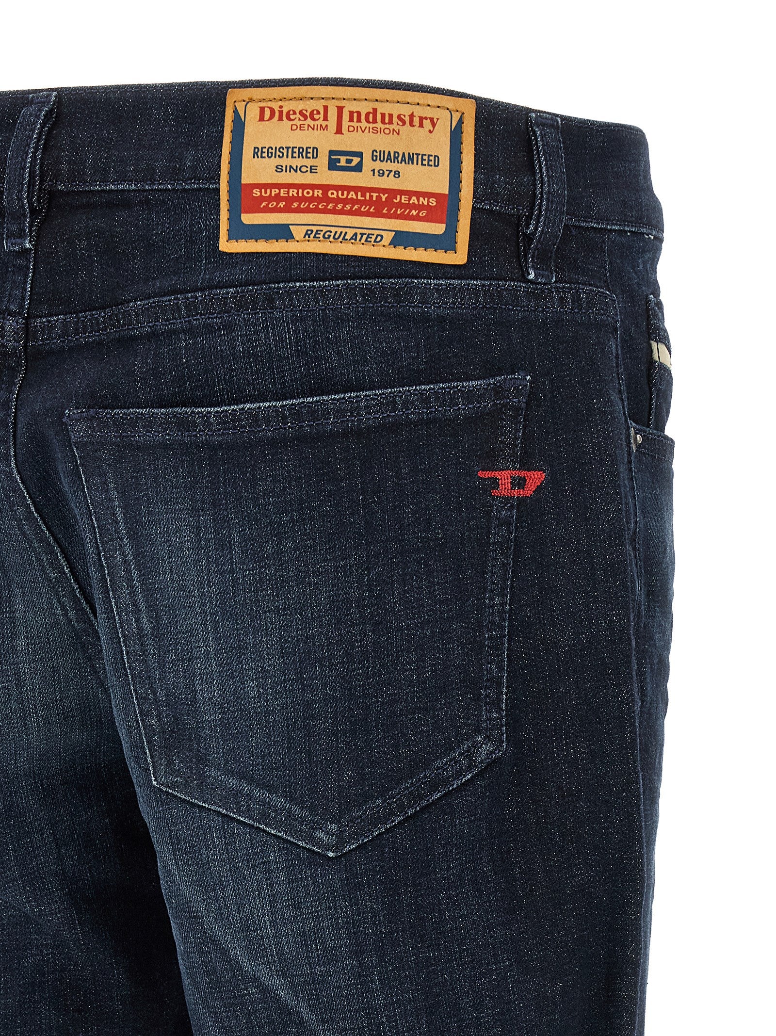 Jeans by Diesel for men in stretch denim cotton blue features an sophisticated mid rise and straight-leg with a precise long, creating a sophisticated and sophisticated silhouette.