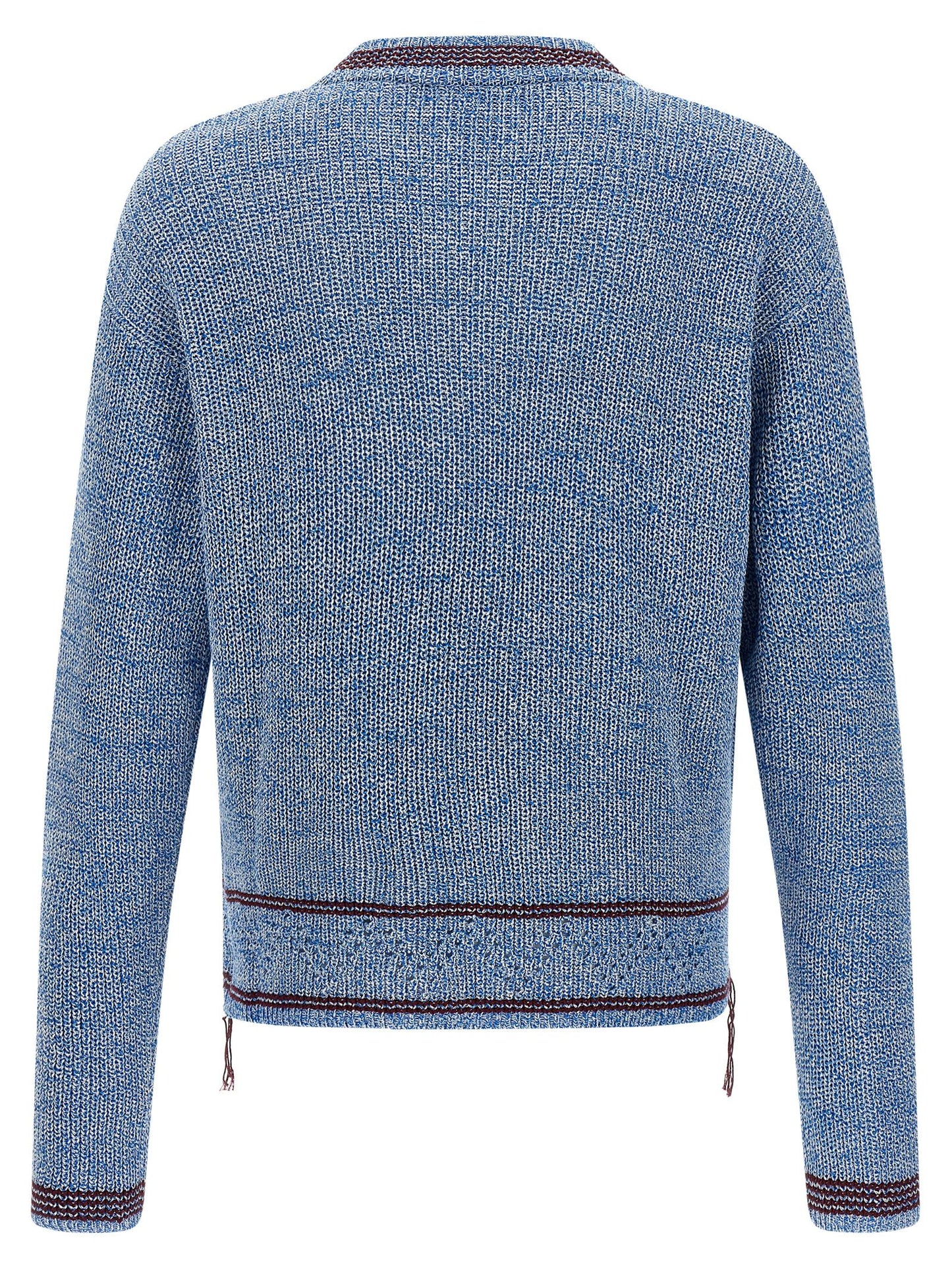 Cardigan by Marni for men in cotton light-blue, patterned & chevron showcases a captivating silhouette, artfully detailed with a captivating and crew neckline for a truly sophisticated captivating look.