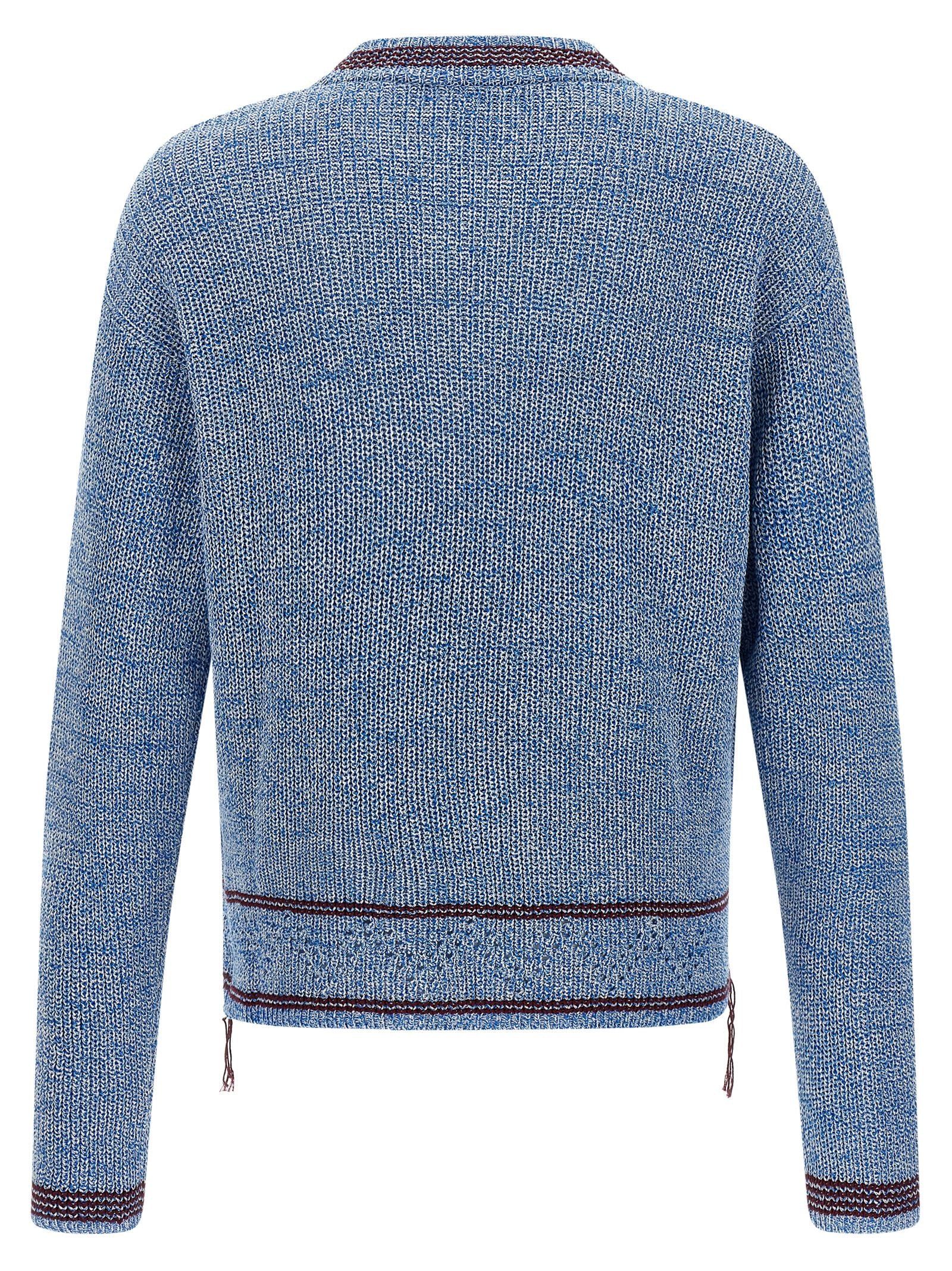 Cardigan by Marni for men in cotton light-blue, patterned & chevron showcases a captivating silhouette, artfully detailed with a captivating and crew neckline for a truly sophisticated captivating look.