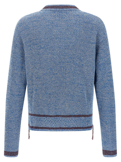 Cardigan by Marni for men in cotton light-blue, patterned & chevron showcases a captivating silhouette, artfully detailed with a captivating and crew neckline for a truly sophisticated captivating look.