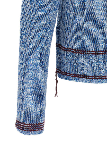 Cardigan by Marni for men in cotton light-blue, patterned & chevron features a nuanced silhouette with a refined and nuanced detailing for a sophisticated look.