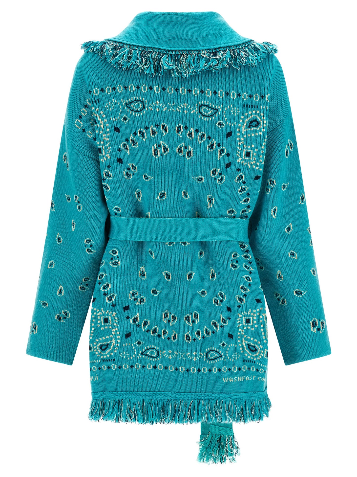 Alanui Women's Linen & Cashmere Cardigan - Light Blue Patterned Jacquard