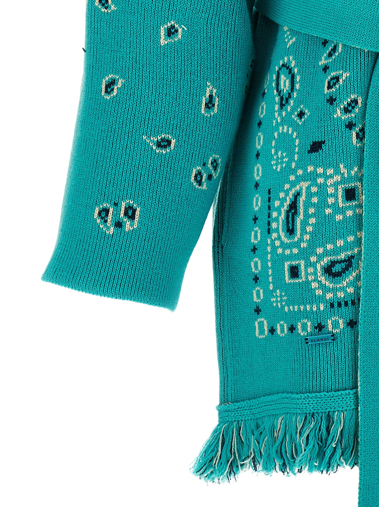 Alanui Women's Linen & Cashmere Cardigan - Light Blue Patterned Jacquard