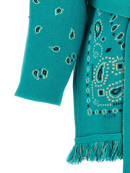 Alanui Women's Linen & Cashmere Cardigan - Light Blue Patterned Jacquard