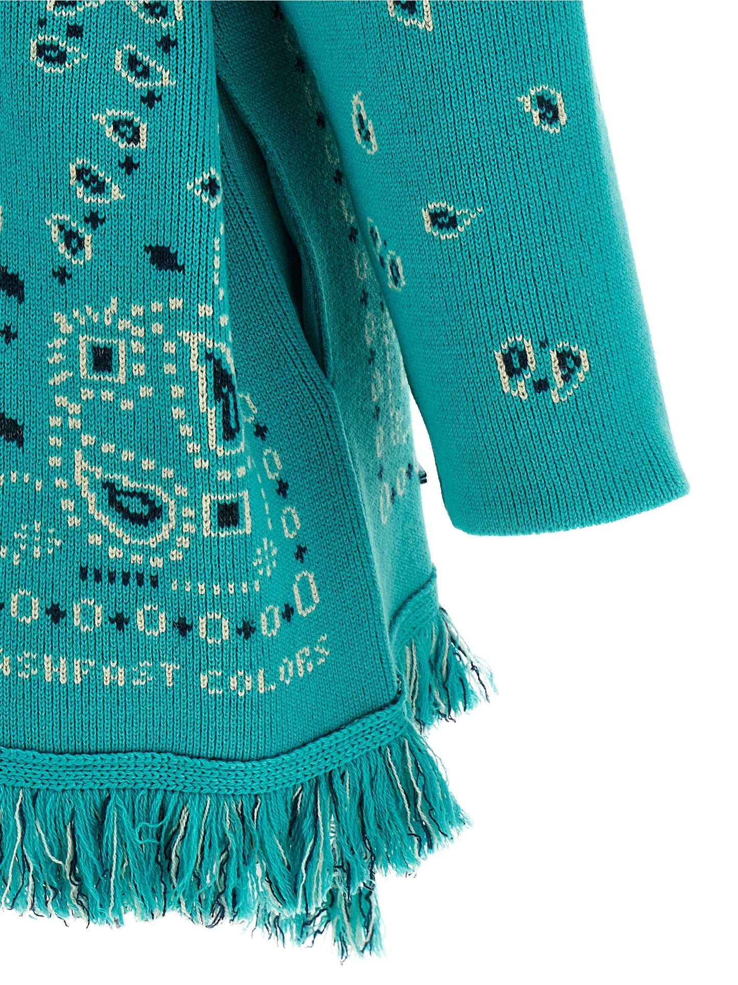 Alanui Women's Linen & Cashmere Cardigan - Light Blue Patterned Jacquard