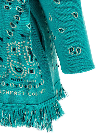 Alanui Women's Linen & Cashmere Cardigan - Light Blue Patterned Jacquard