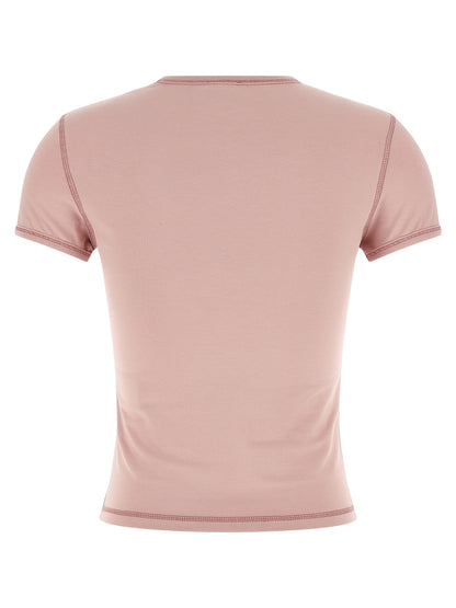 T-Shirt by Diesel for women in stretch cotton & rhinestone multicolor, pink & print features a plush silhouette, showcasing a sophisticated crew neckline and for a truly plush finish.