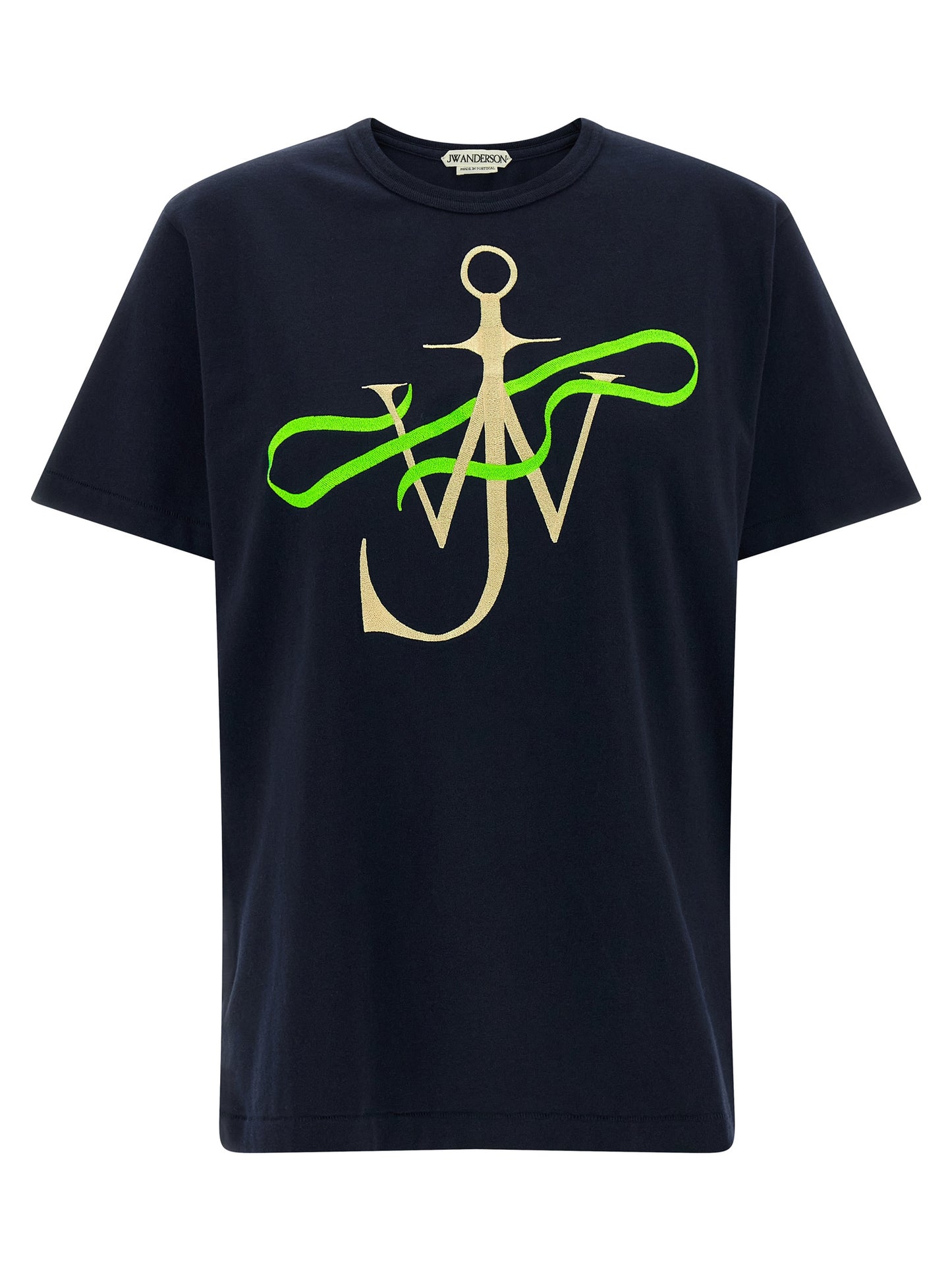 T-Shirt by J.W.Anderson for women in cotton black showcases a dramatic silhouette, elegantly detailed with a dramatic crew neckline and short-sleeve for a truly dramatic finish.