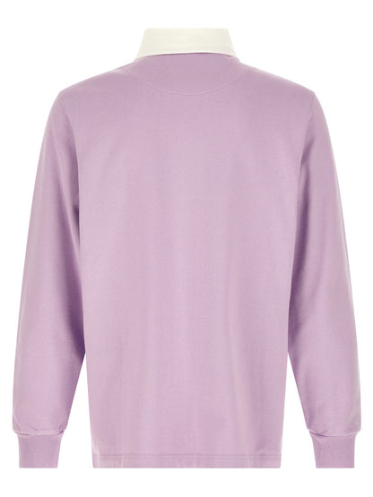 Polo Shirt by J.W.Anderson for men in satin cotton twill purple presents a crisp silhouette, artfully detailed with a crisp and crisp .