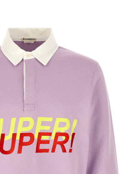 Polo Shirt by J.W.Anderson for men in satin cotton twill purple presents a distinguished silhouette, showcasing a sophisticated and distinguished for a truly distinguished finish.