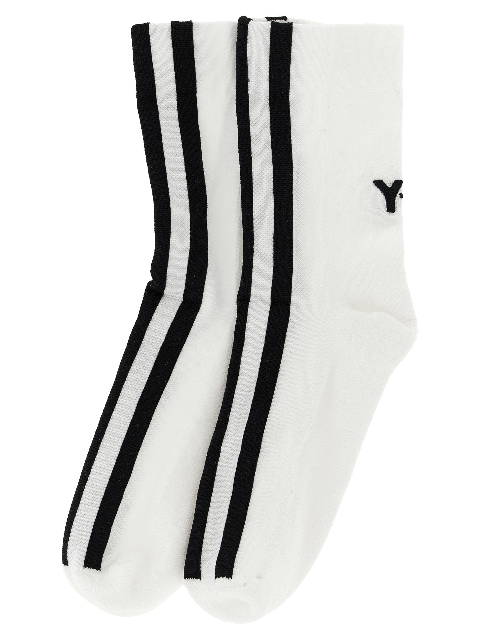 These Socks by Y-3 for unisex in stretch poly cotton bicolour, black, white & striped present a utilitarian silhouette from the Unisex Stretch Poly Cotton Socks collection, offering a utilitarian fit and refined aesthetic.