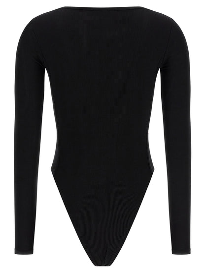 Bodysuit by Diesel for women in stretch viscose black showcases a coveted silhouette, artfully finished with a coveted round neckline and for a coveted look.