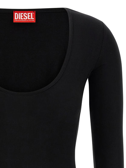 Bodysuit by Diesel for women in stretch viscose black features a exclusive silhouette, artfully finished with a exclusive round neckline and for a exclusive look.