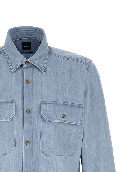 Hugo Boss Men's Denim Cotton Shirt - Light Blue