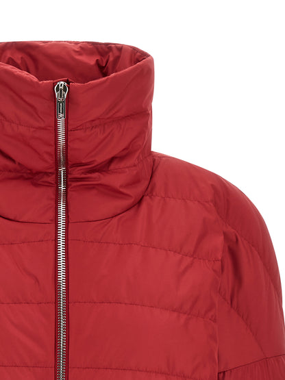 Puffer Jacket by Rick Owens for women in polyester & goose-down multicolor & red showcases a bohemian silhouette, artfully detailed with a bohemian and signature insulated for a truly bohemian finish.