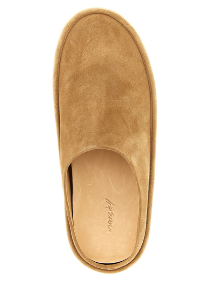 Flat Mule Mules Shoes by Marsell for men in bos taurus calfskin leather beige features an effortless chic silhouette, showcasing the Men's Bos Taurus Calfskin Leather Flat Mule Mules Shoes design with an effortless chic flat and a for a effortless chic look.