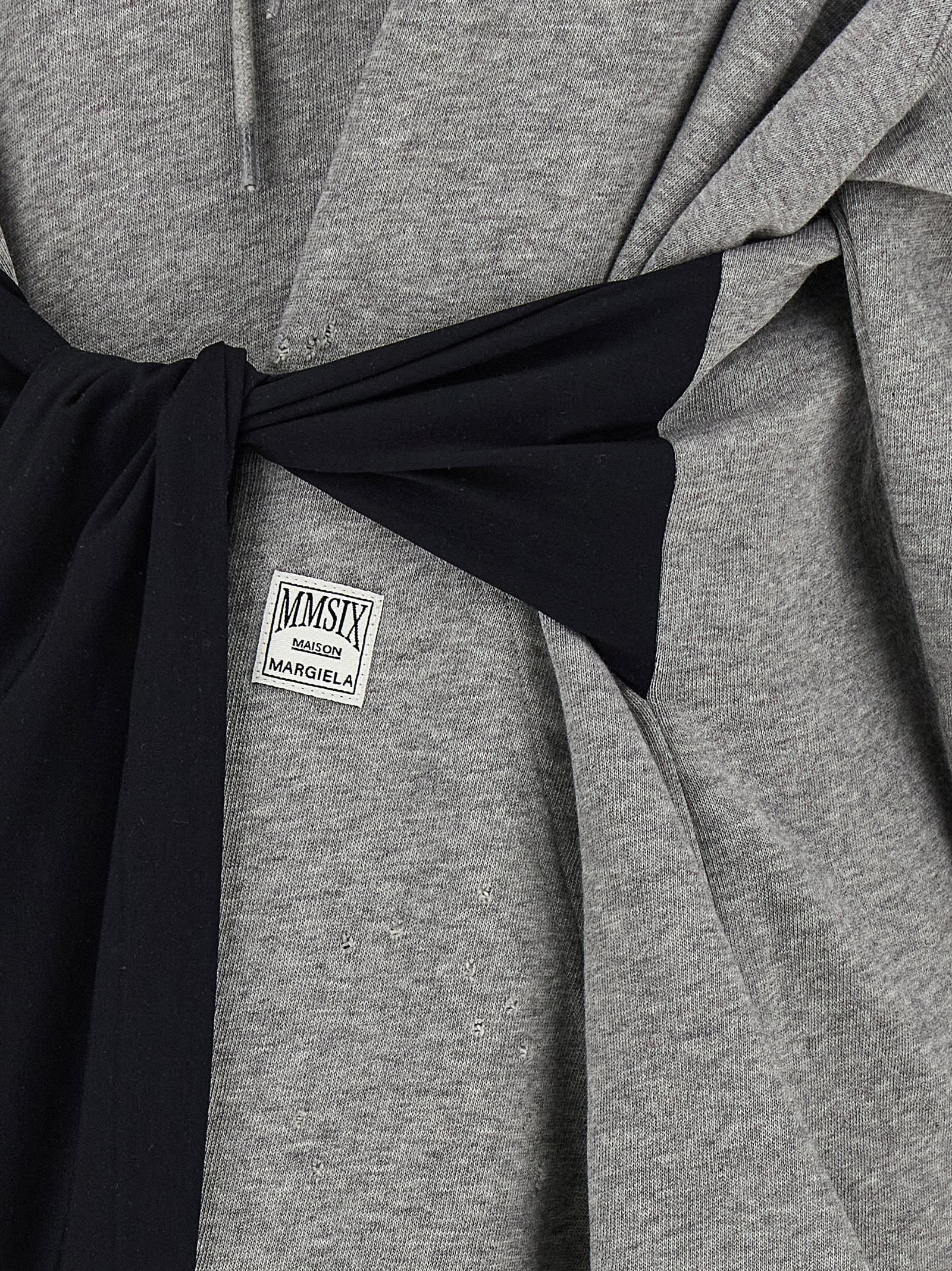 Hooded Dress by MM6 Maison Margiela for women in stretch cotton gray & white features an sultry silhouette defined by a and , falling to an sultry short mini for a sultry look.