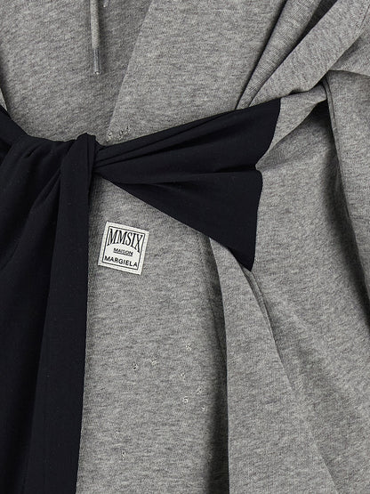 Hooded Dress by MM6 Maison Margiela for women in stretch cotton gray & white features an sultry silhouette defined by a and , falling to an sultry short mini for a sultry look.