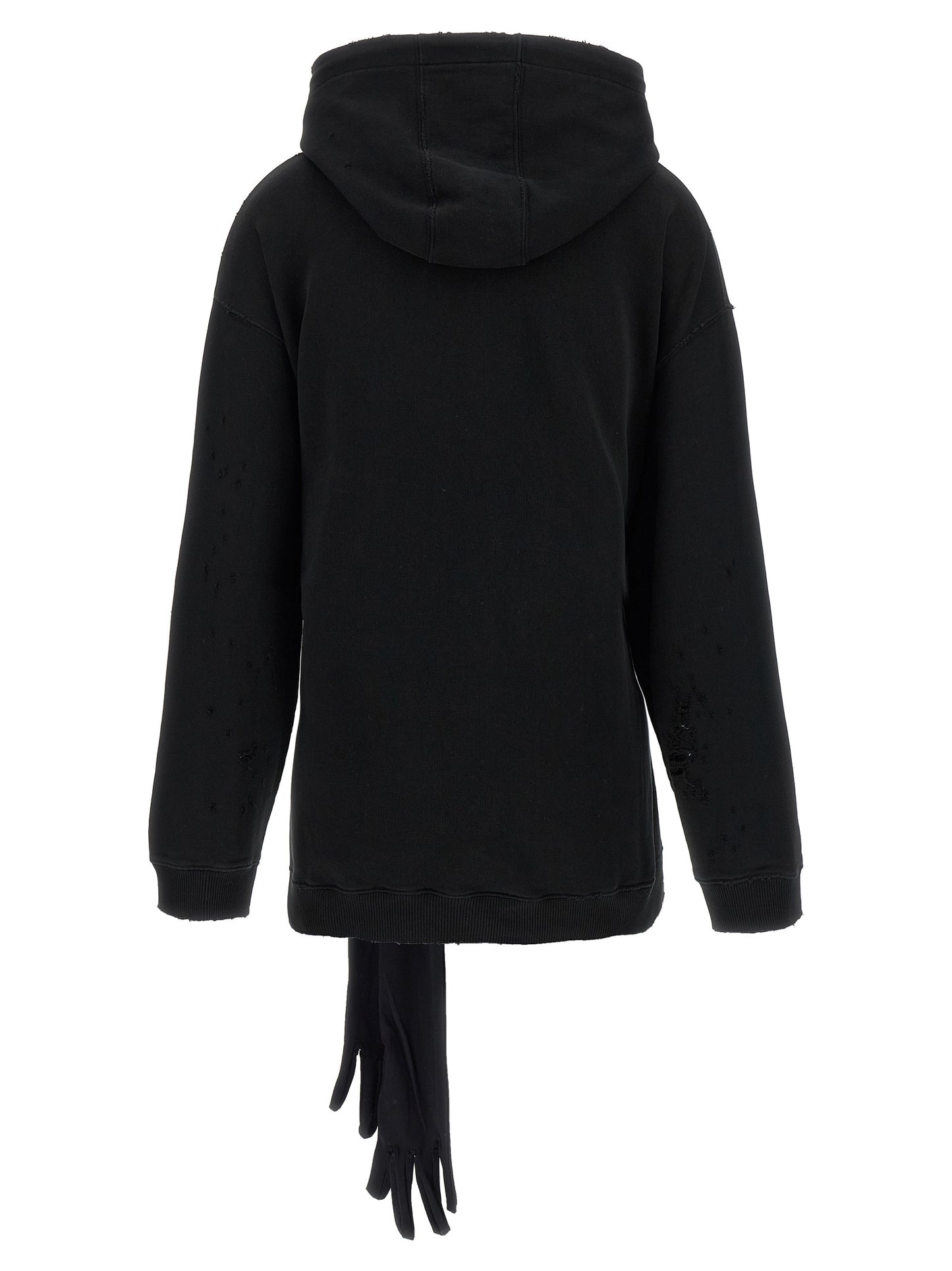 Hooded Dress by MM6 Maison Margiela for women in cotton black & white showcases a striking silhouette, elegantly detailed with a , refined hooded neckline, and a striking short mini for a striking finish.