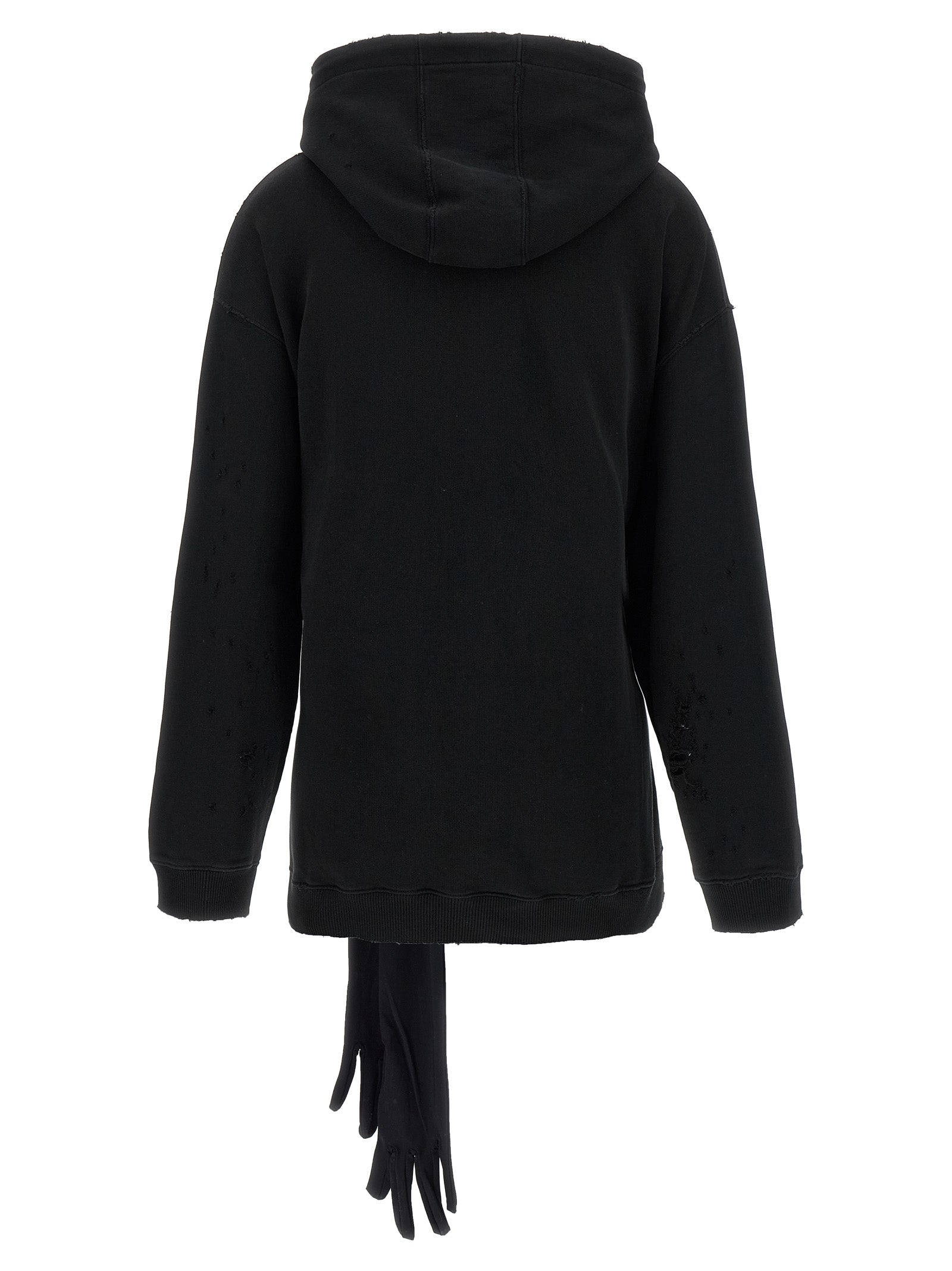 Hooded Dress by MM6 Maison Margiela for women in cotton black & white showcases a striking silhouette, elegantly detailed with a , refined hooded neckline, and a striking short mini for a striking finish.