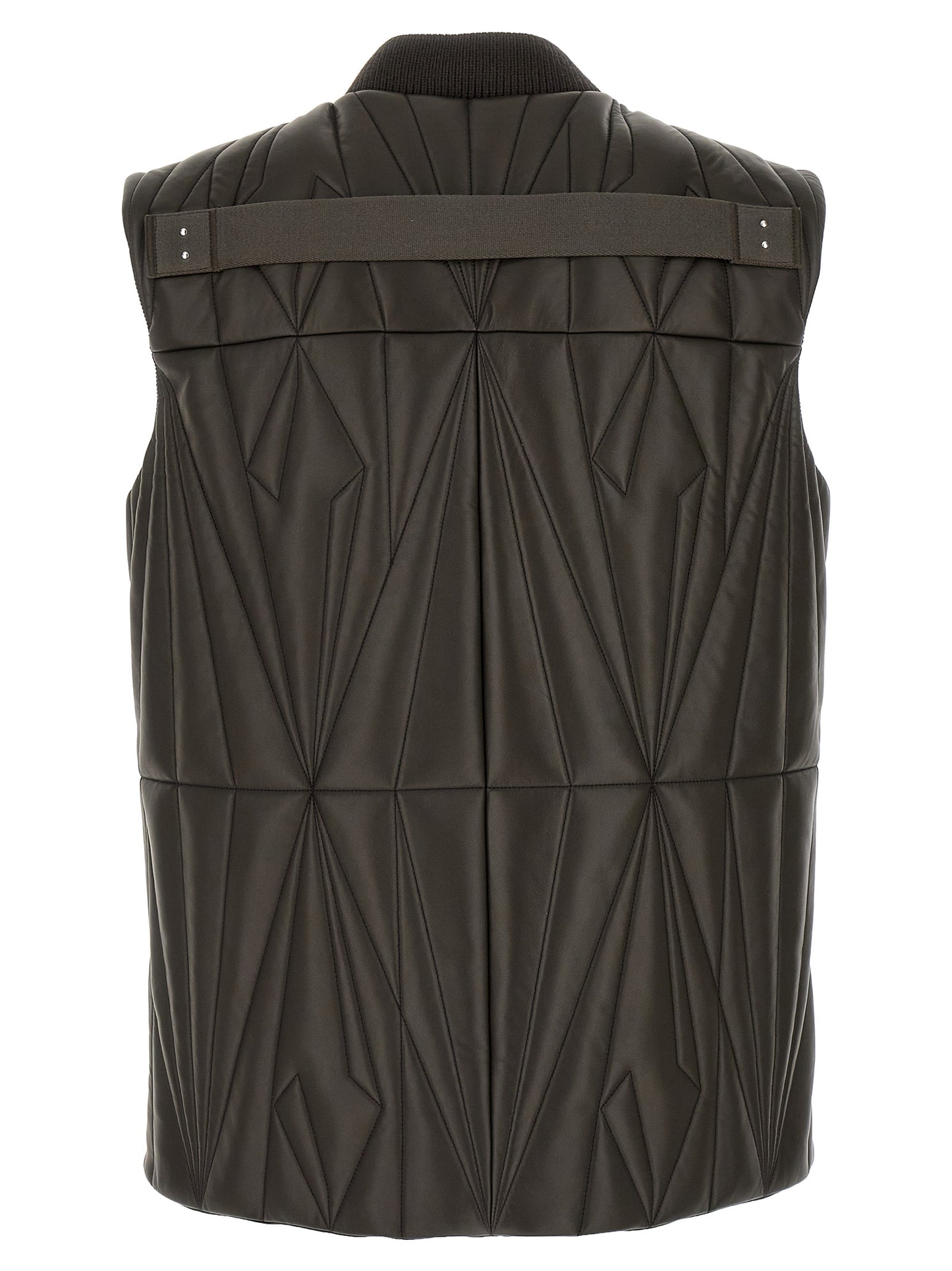 Rick Owens Men's Quilted Goose Down Padded Lamb Leather Nylon & Goose-Down Vest - Brown Patterned