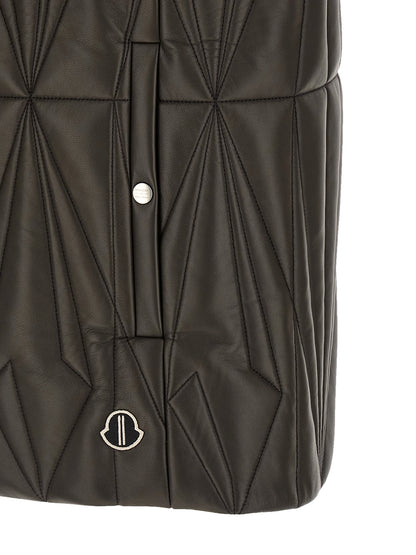 Rick Owens Men's Quilted Goose Down Padded Lamb Leather Nylon & Goose-Down Vest - Brown Patterned